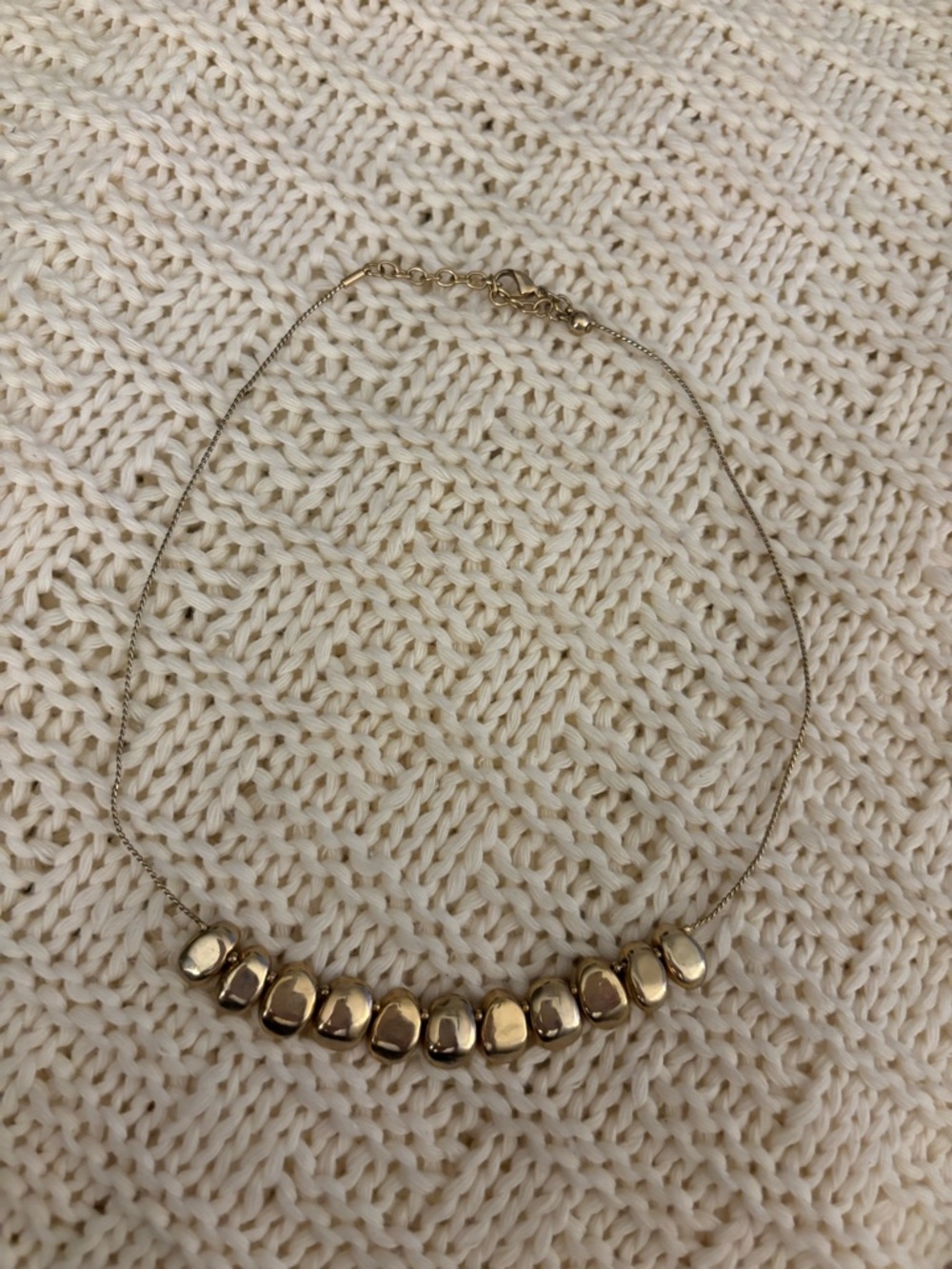 Gold Beaded Bar Necklace - Women Jewelry